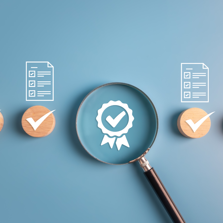 Magnifying glass indicating quality care